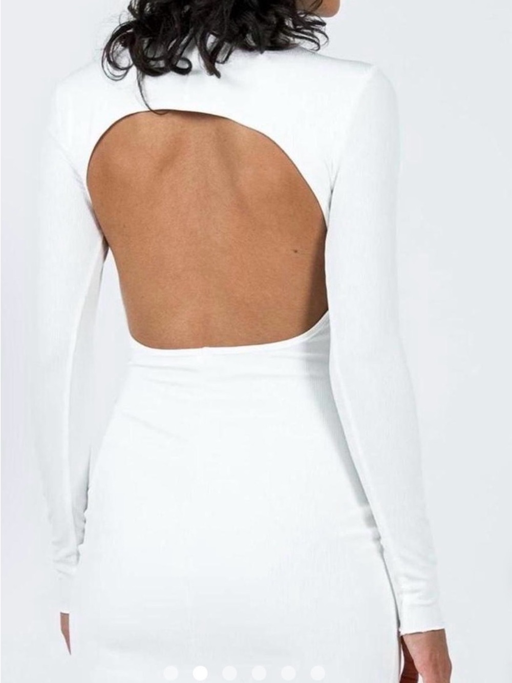 Princess Polly White Backless Long Sleeve bodycon Mini Dress